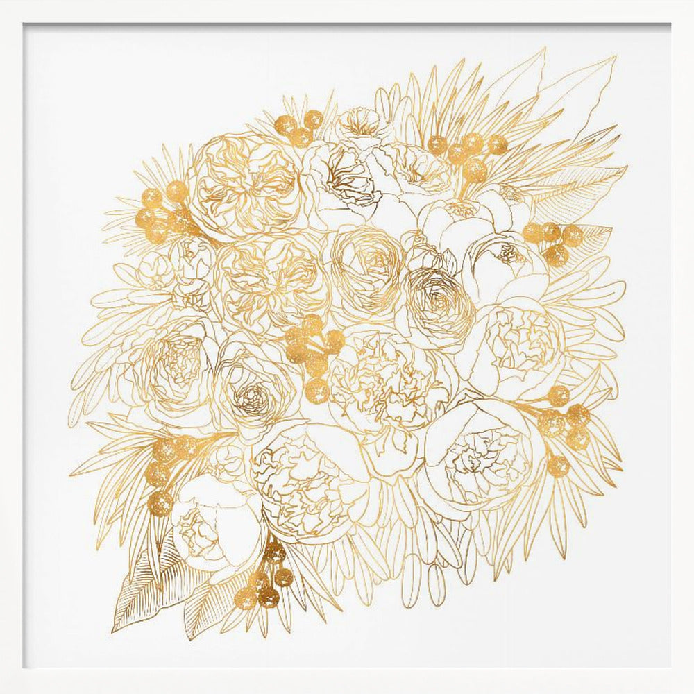 Rekha floral bouquet in gold Poster