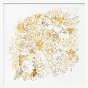 Rekha floral bouquet in gold Poster