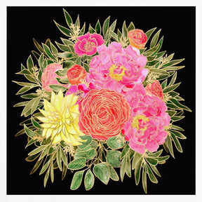 Colorful Nanette bouquet in black Poster