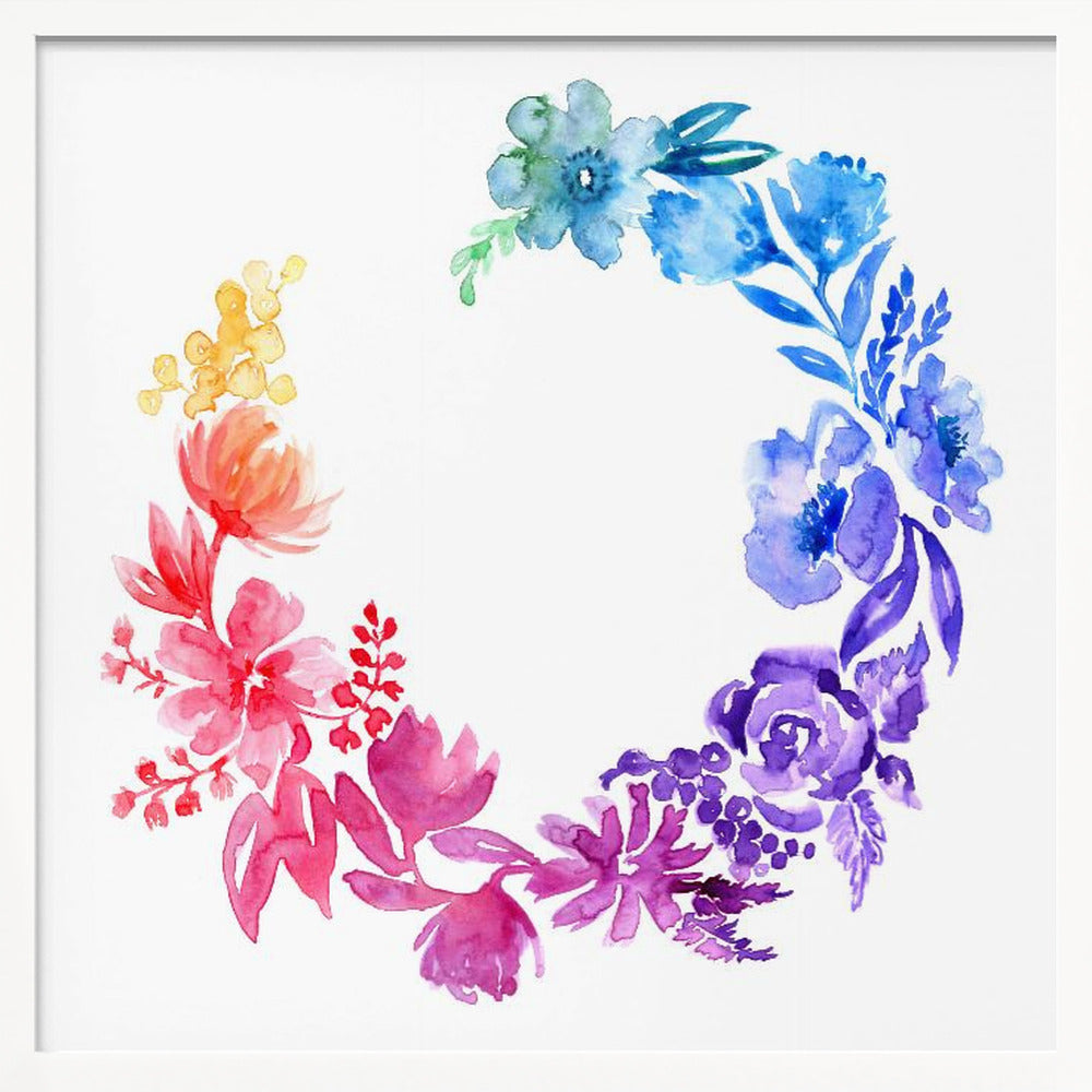 Ombre watercolor wreath Poster