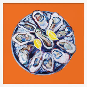 Oysters On a Plate Orange Poster