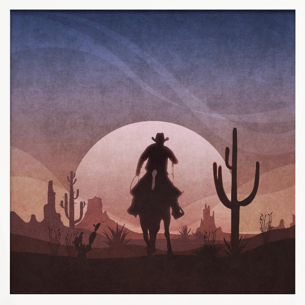 Cowboy Sunset Poster