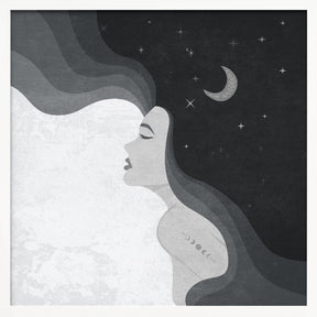 Moon Lady Bw Poster