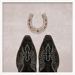 Cowboy Boots and Horseshoe Poster