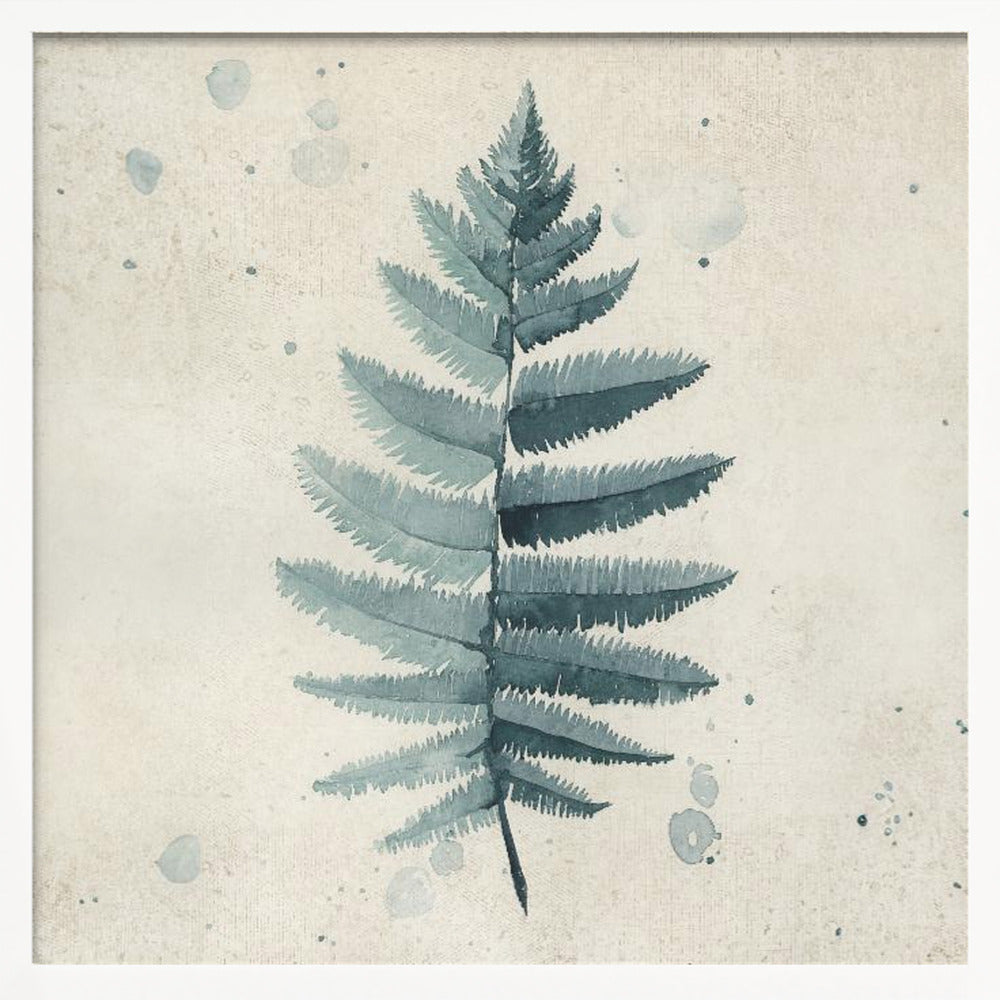 Teal watercolor fern 6 Poster