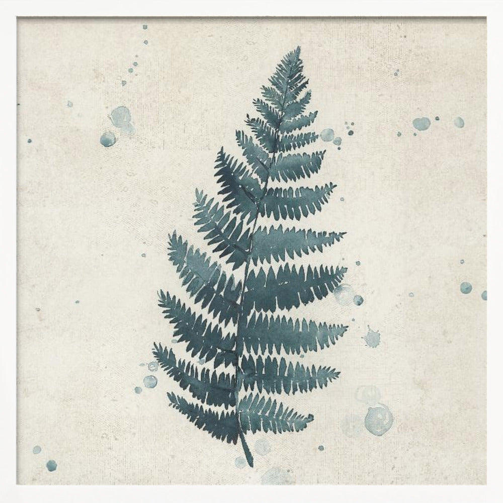 Teal watercolor fern 3 Poster