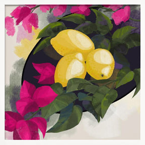 Bougainvillea and lemons Poster