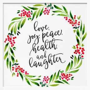 Watercolor wreath with holiday wishes Poster