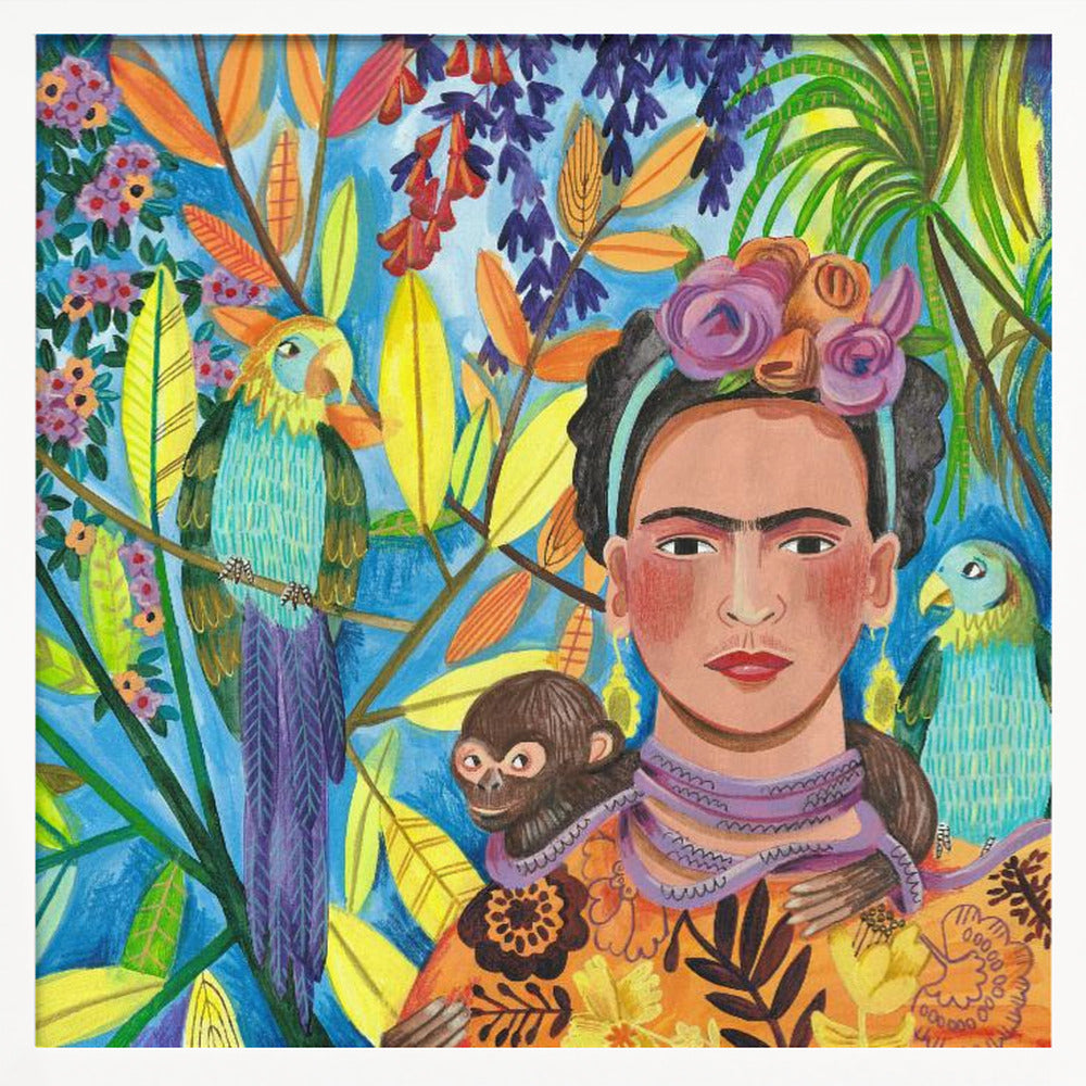 Frida and her parrots Poster