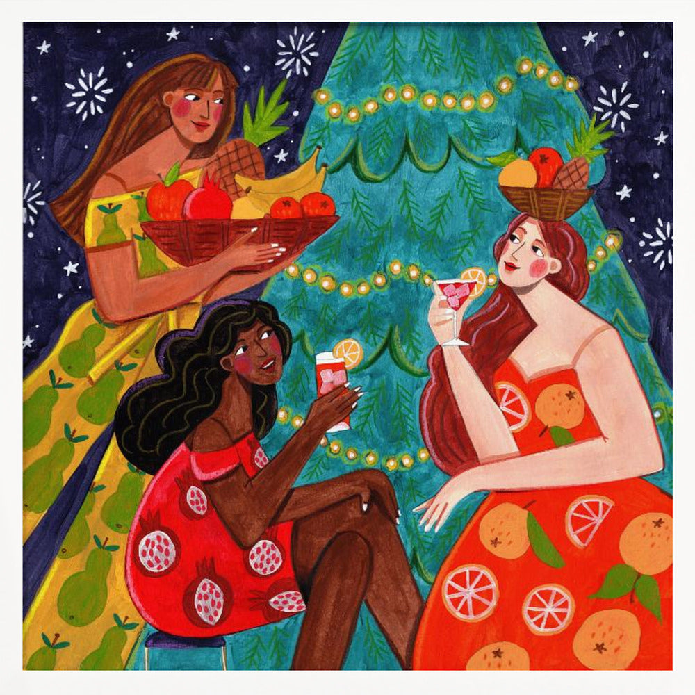 Festive Christmas fruit women Poster