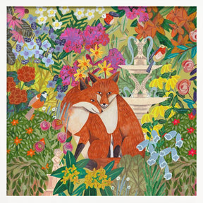 Foxes in the Garden Poster