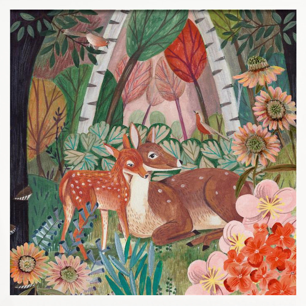 Deer in the forest Poster