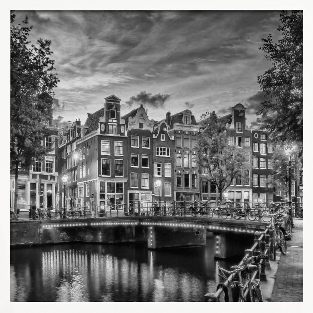 AMSTERDAM Idyllic impression from Singel - Monochrome Poster