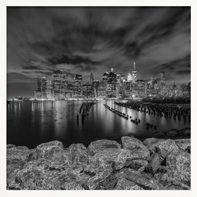 MANHATTAN SKYLINE Evening Atmosphere in New York City - Monochrome Poster