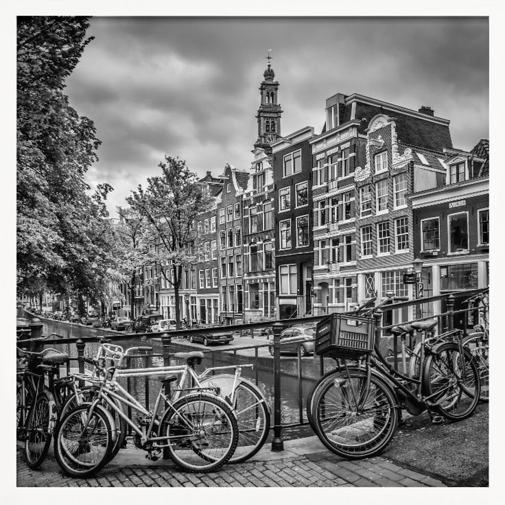 AMSTERDAM Flower Canal black &amp; white Poster