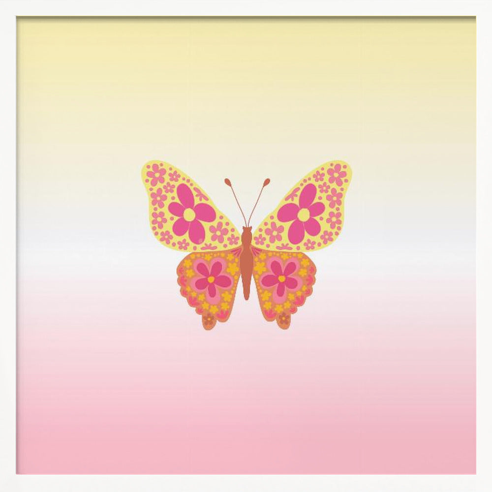 Colorful floral butterfly Poster