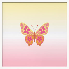 Colorful floral butterfly Poster