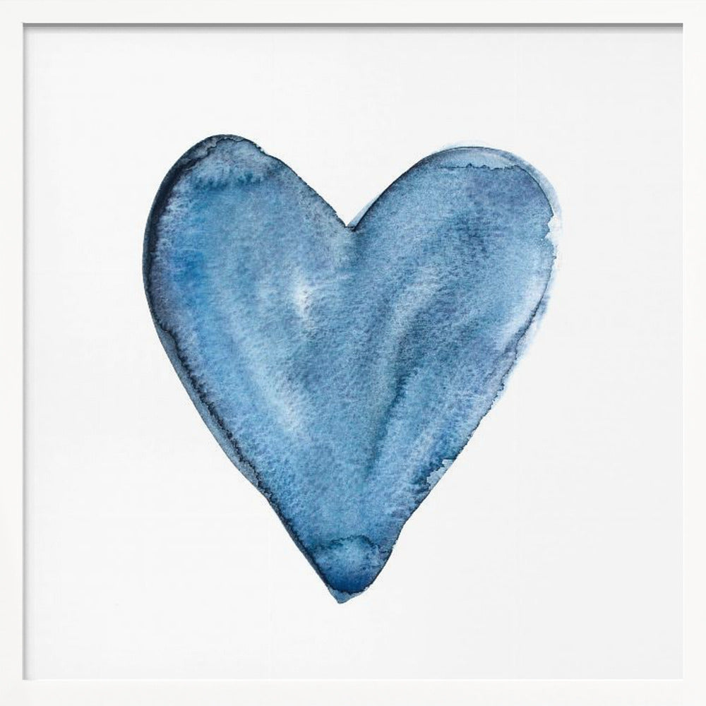 Watercolor heart blue Poster