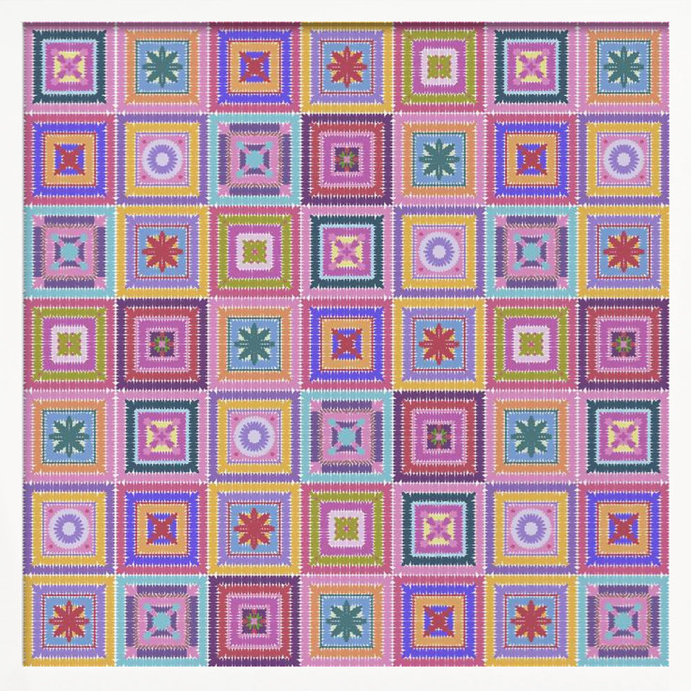 Colorful digital grandma squares I Poster