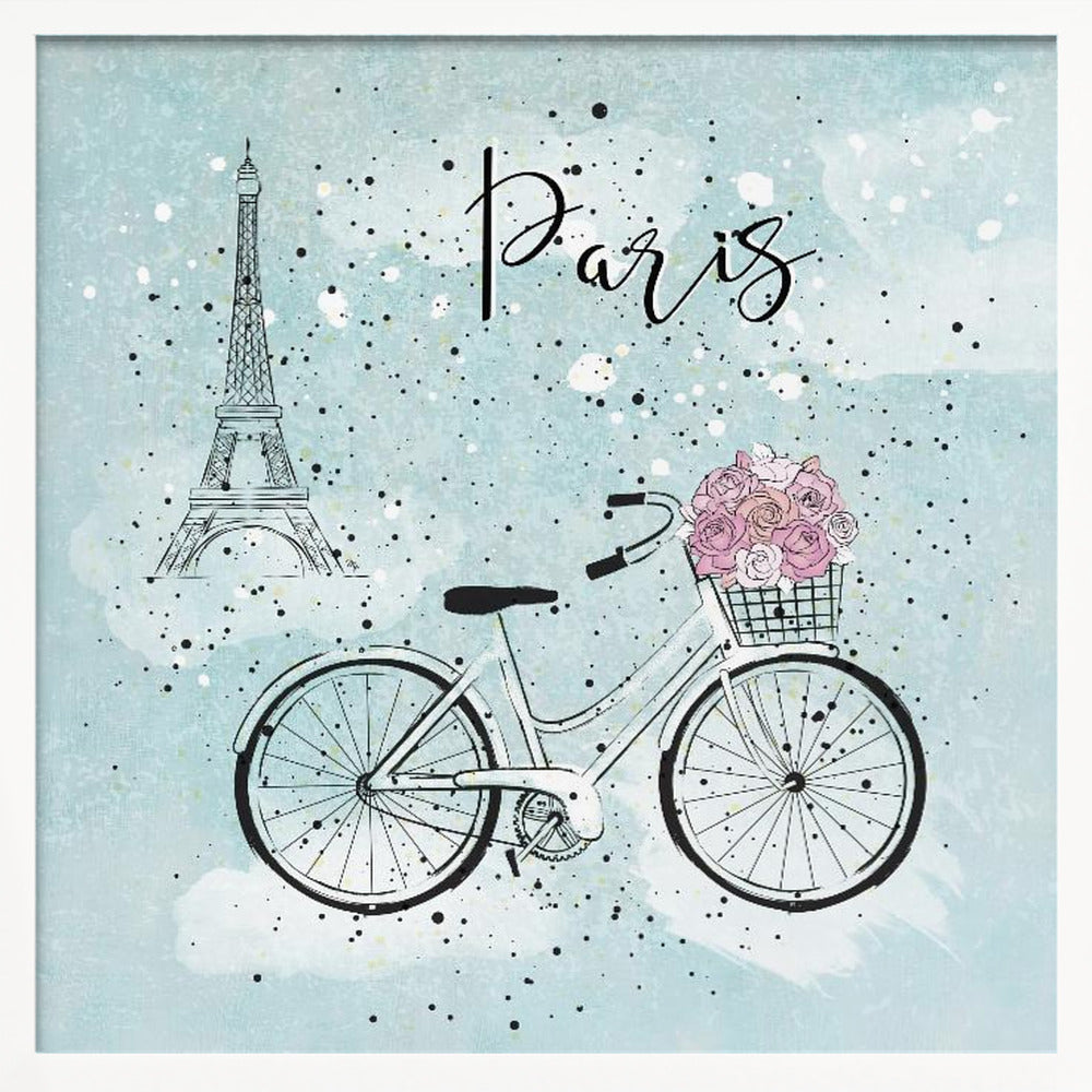 Blue Paris Bike Poster