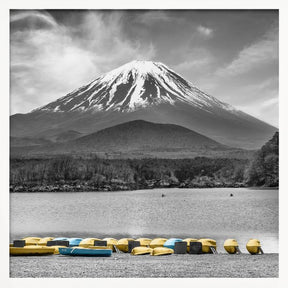 Charming Lake Shoji with majestic Mount Fuji - colorkey Poster