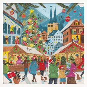 Christmas Market in Mountain Village Poster