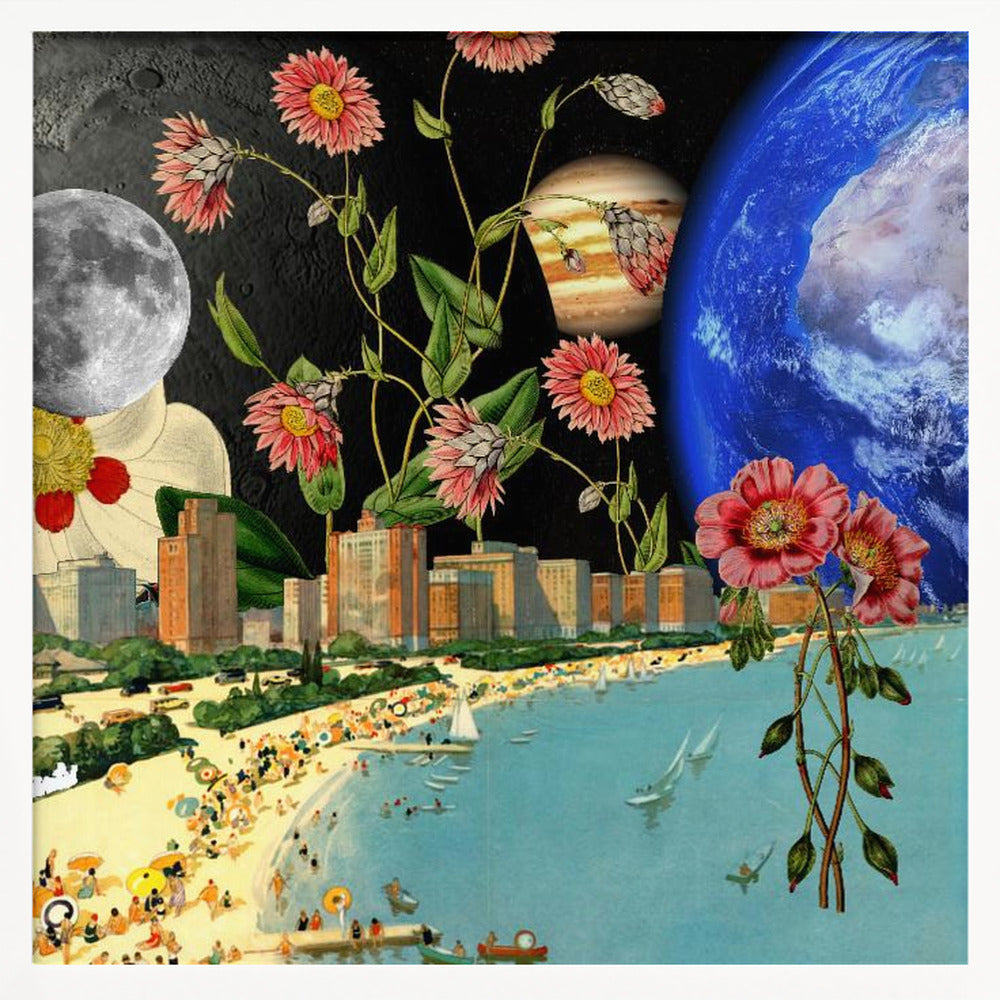 Beach With a View Collage Poster