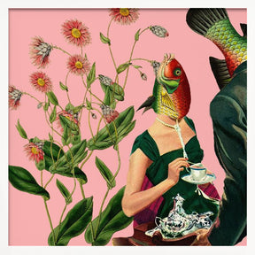 Fish Soulmate Pink - Surreal Collage Poster