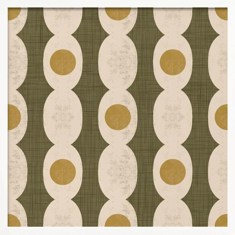 Retro Mod Geo Chain - Muted Olive - Mid Century Modern Poster