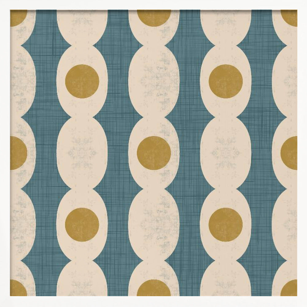 Retro Mod Geo Chain - Slate Blue - Mid Century Modern Poster