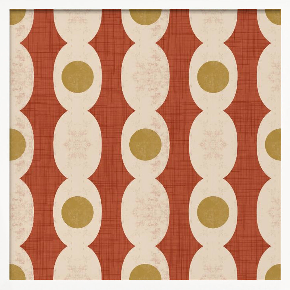 Retro Mod Geo Chain - Rust Red - Mid Century Modern Poster