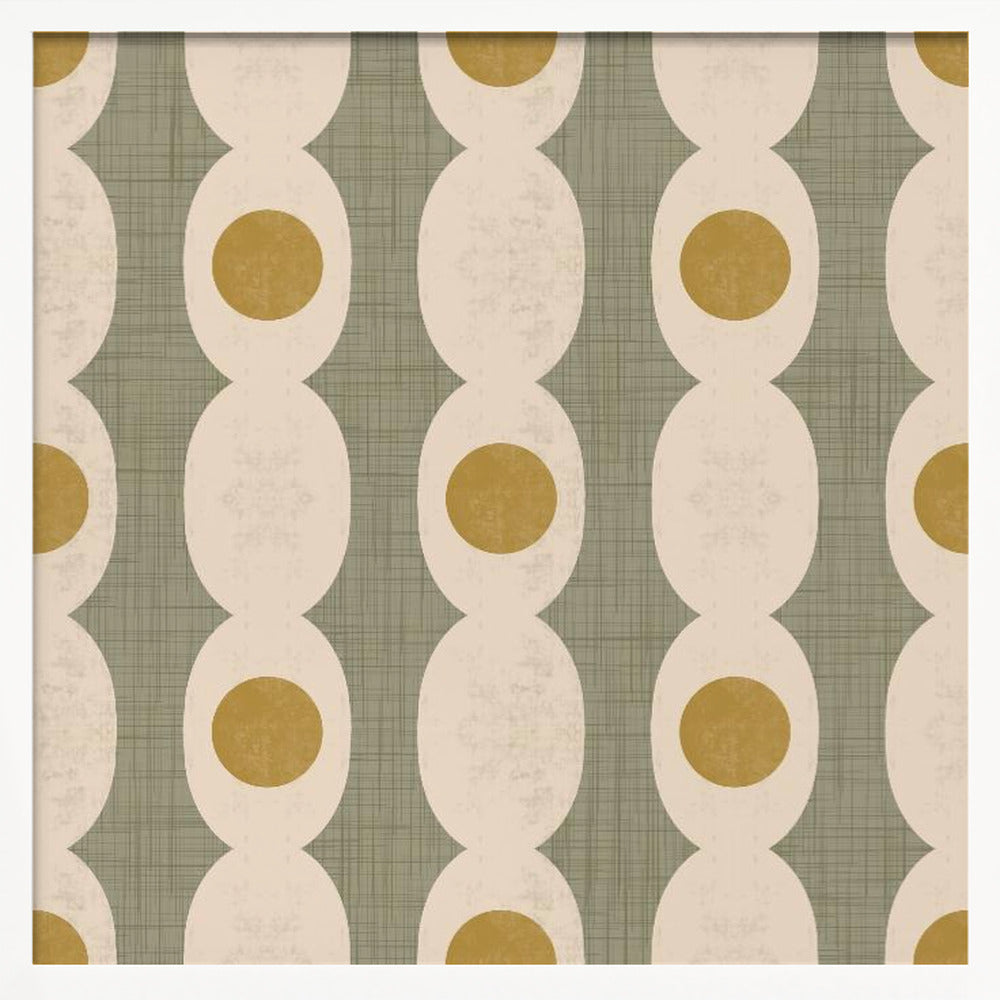 Retro Mod Geo Chain - Muted Olive - Mid Century Modern Poster