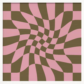 Twirly - Checkerboard - Pink and Brown Poster