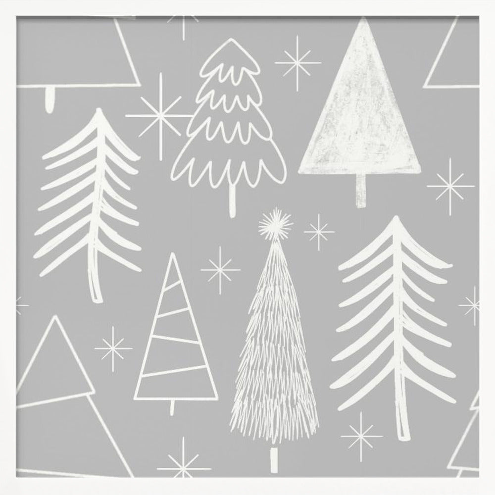 Christmas Tree Evergreen - Tree - Pine Tree Grey Poster