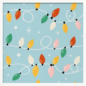 Holiday Christmas Lights Minimal Retro Bold Baby Blue Poster