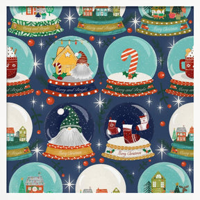 Christmas Snow Globe Navy Blue Poster