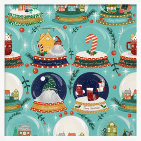 Christmas Snow Globe Baby Blue Poster