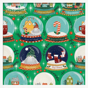 Christmas Snow Globe Green Poster