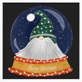 Christmas Santa Gnome Snow Globe - Merry Christmas Poster