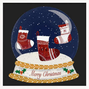 Christmas Stocking Snow Globe - Merry Christmas Poster