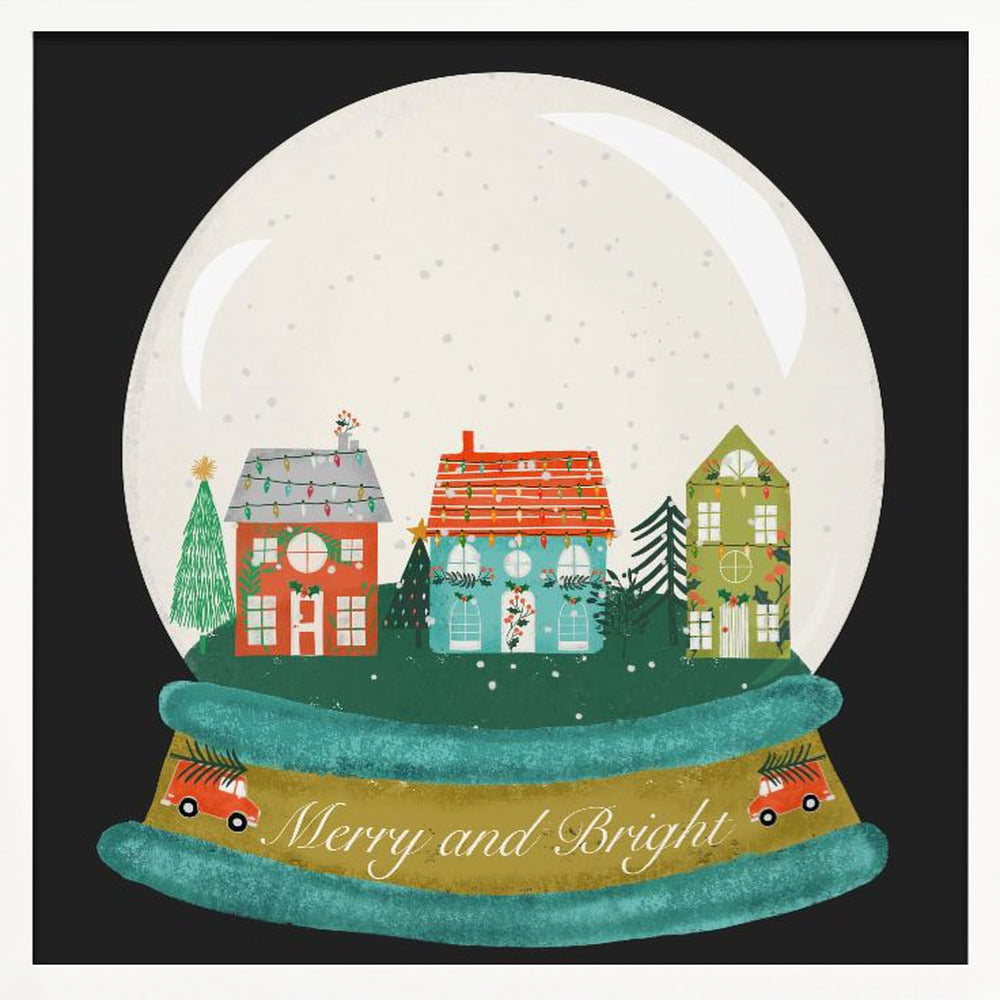 Christmas Village Snow Globe - Merry and Bright Poster