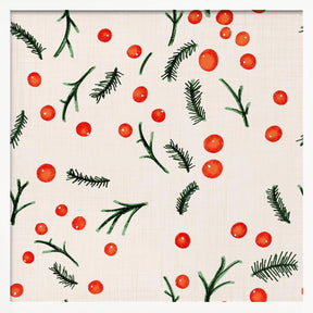 Holiday Branches &amp; Berries Beige Poster