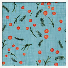 Holiday Branches &amp; Berries Baby Blue Poster