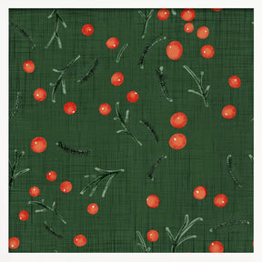 Holiday Branches &amp; Berries Green Poster