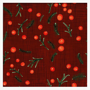 Holiday Branches &amp; Berries Burgundy Poster