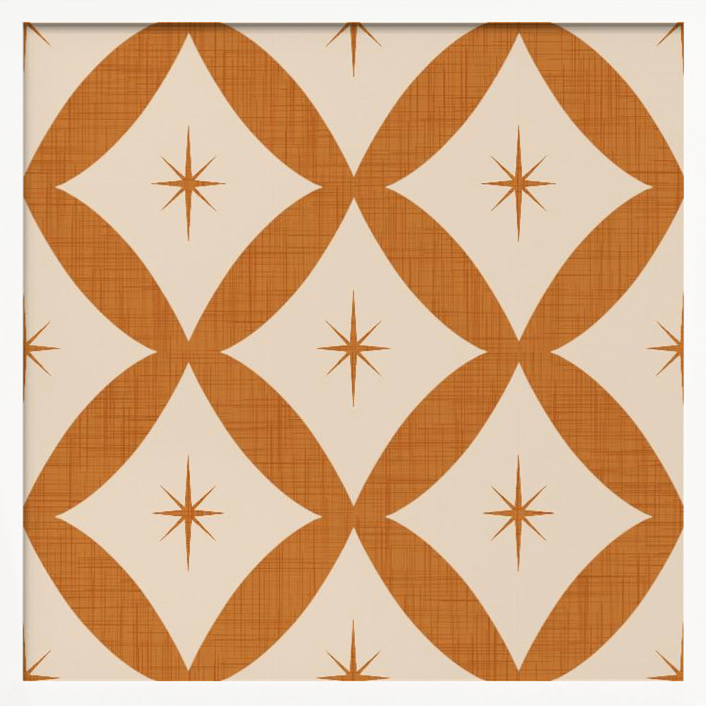 Atomic Star   Mid Century Starburst Mustard Brown Poster