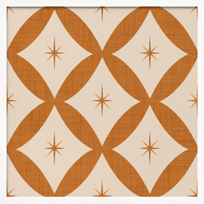 Atomic Star   Mid Century Starburst Mustard Brown Poster