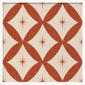 Atomic Star   Mid Century Starburst Rust Red Poster