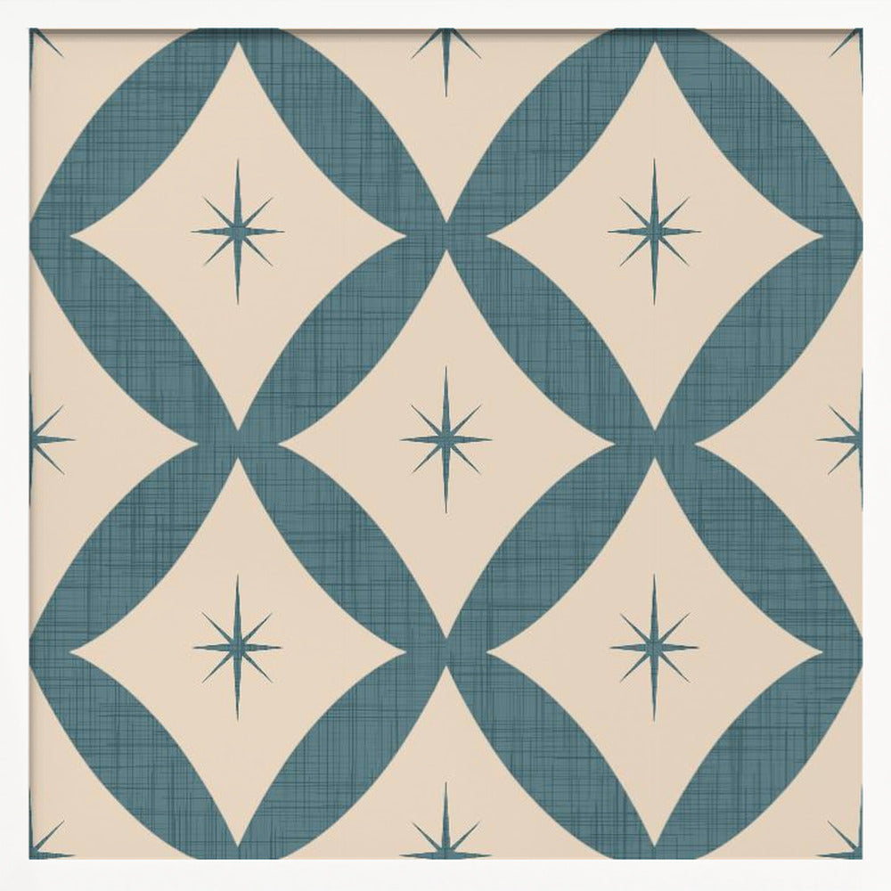 Atomic Star   Mid Century Starburst Slate Teal Poster