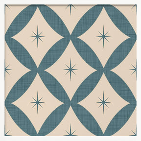 Atomic Star   Mid Century Starburst Slate Teal Poster